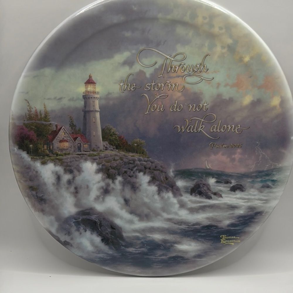 Thomas Kincaid Plate with Lighthouse and Inspirational Quote